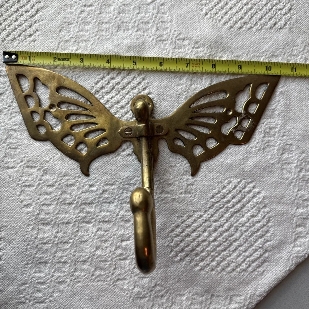 VTG Brass Butterfly Hook Collectible Wall Hanging Indoor Decor 10.5x7.5